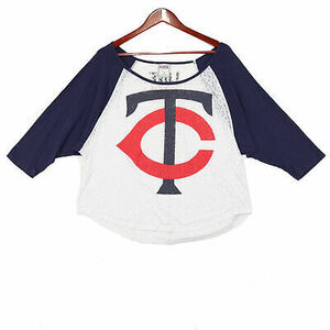 PINK VS Women's White Sheer TC Minnesota Twins Top - Size Medium 海外 即決