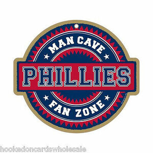 Philadelphia Phillies 10 x 9" Man Cave Fan Zone Wood Sign 海外 即決