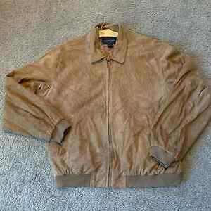 GOLDEN BEAR CAMEL SUEDE BOMBER ZIP Fully lined BUTTERY SOFT JACKET Large 海外 即決