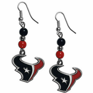 Houston Texans Dangle Earrings Fan Beads w/ Charm NFL Football Jewelry 海外 即決