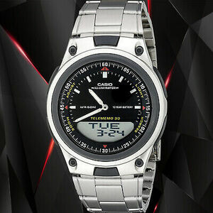 Casio AW-80D-1AV Black Databank Watch Steel Band 10 Year Battery World Time New 海外 即決