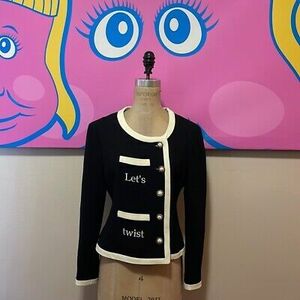 Moschino Cheap and Chic Black White Let's Twist Again Jacket 海外 即決
