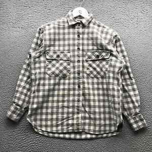 Vintage LL Bean Flannel Button Up Shirt Men's 6 Long Sleeve Check Pocket Gray 海外 即決