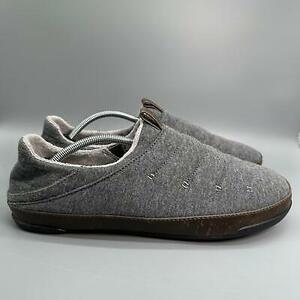 Olukai Mahana メンズ 12 CASUAL Comfort Slippers Shoes Gray グレー Fur Soft Slip on 海外 即決
