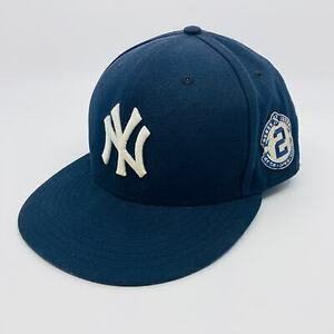 New York Yankees Baseball Hat Fitted 7 1/8 Derek Jeter Patch Blue Polyester 海外 即決