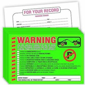 Parking Violation Stickers Notice Pack of 50 Tow Warning You are Illegally Pa... 海外 即決