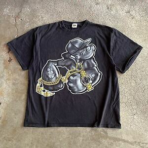 Vintage Y2K Popeye Gangsta Black Gold T-Shirt Urban Retro Cartoon Tee 2003 海外 即決