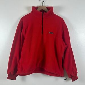 Eddie Bauer Mens Quarter-Zip Long Sleeve Fleece Red Pullover Sweatshirt Small 海外 即決