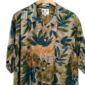 Vintage Men's Hawaiian Aloha Camp Shirt M.E. Sport Rayon Button Down Size XL 海外 即決