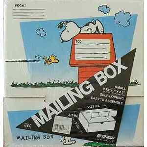 Vintage PEANUTS Snoopy Woodstock Small Mailing Box Shipping Office Supplies NOS 海外 即決