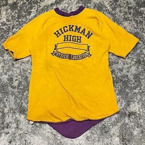 Vintage 60s Russell Hickman High Physical Education Double Face T Shirt L 2 Ply 海外 即決