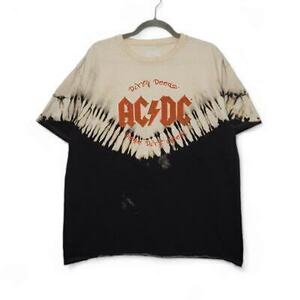 ACDC Dirty Deeds Tie Dye Shirt XL Retro Music Band Blck 海外 即決