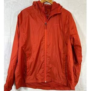 LL Bean Jacket Large Orange Full Zip Hooded Windbreaker Raincoat 海外 即決