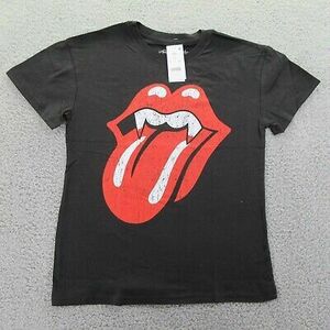 The Rolling Stones Mens Graphic T-Shirt Black Red Crew Neck 100% Cotton S New 海外 即決