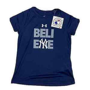 UNDER ARMOUR Girls New York Yankees Athletic Shirt Size Youth Large 海外 即決