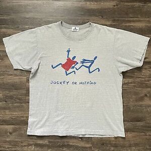 Vintage 1987 Jockey Or Nothing Promotional T-Shirt Size X-Large Gray 海外 即決