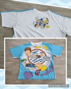 Vintage 90's MTV Beavis And Butthead AOP Single Stitch T-Shirt XL Washing RARE 海外 即決