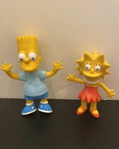 VTG 1990 Bart & Lisa Simpson Bendable Bendy Action Figures Jesco 4.5” 海外 即決