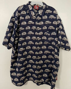 Vtg. Players University AllOver Car Print ButtonUp Short Sleeve Shirt Size:XXL 海外 即決