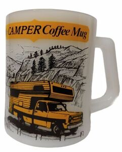 Vtg My Camper Coffee Mug Federal Milk Glass Truck Grand Canyon Tourist Mug 1970s 海外 即決