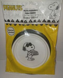 Peanuts Snoopy dog pet foldable collapsible plate 12 oz White Kawaii New 海外 即決