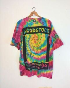 Vintage 1994 Woodstock Tie Dye 2 Sided Graphic Single Stitch T-Shirt Men’s 2XL 海外 即決