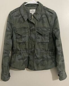 AE American Eagle Women's Camo Zip Up/Snap Close Long Sleeve Utility Jacket Sz S 海外 即決