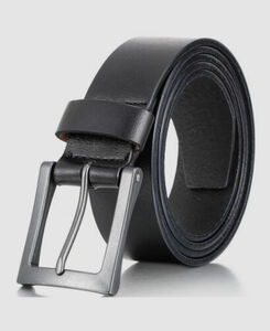 $59 Mio Marino Mens Black Genuine Leather Silver Harness Buckle Dress Belt US 32 海外 即決