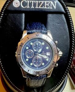 Vtg Citizen Promaster 200m Chrono AN0320-01L Japan SS/Leather. Ships For Free. 海外 即決