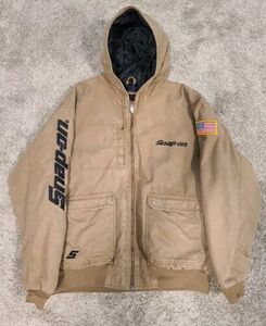 Snap On Tools Men's Brown Canvas Quilted Hooded Jacket Size 2XL 海外 即決