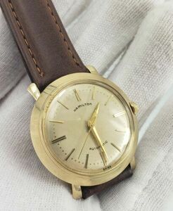 Hamilton Automatic Men's Watch 14K Solid Gold Wristwatch Gents Men Swiss Running 海外 即決