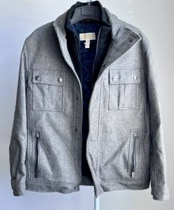 Michael Kors Wool Blend Military Style Field Coat Sz M Men’s Gray Quilted EUC 海外 即決