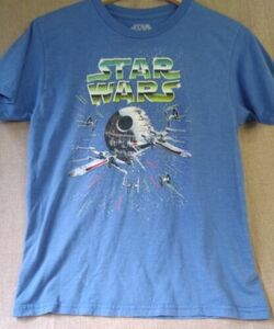 Star Wars X-Wing Tie Fighter Boy's XLarge Shirt rare death star blue tee kids 海外 即決