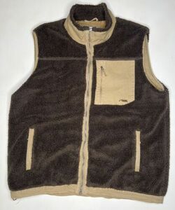 Mountain Khakis Fountaineer Vest Mens XL Gray Sherpa Fleece Brown Pockets 海外 即決