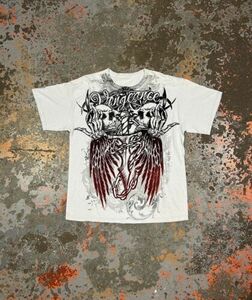 Vintage Y2K Vengeance Affliction Style T Shirt Skulls Grunge No Tag Sz. L/XL 海外 即決