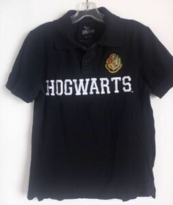 (S) Rare Wizarding World Of Harry Potter Black Hogwarts Emblem Polo Shirt Small 海外 即決