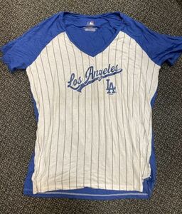 Los Angeles Dodgers Licensed Womens Striped Tee New Small 海外 即決