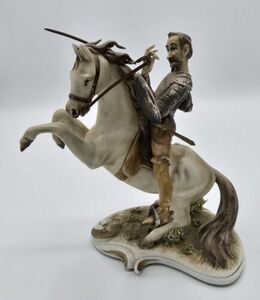 Don Quixote Riding On Horse Porcelain Figurine/Statue Antonio Borsato Antique 海外 即決