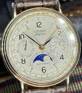 Very Rare Citizen Elegance 6350-G30241 Triple Calendar Moon Phase Watch 海外 即決