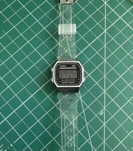 Casio A168XES-1BVT Vintage Transparent Band Black Dial Alarm Chronograph Watch 海外 即決