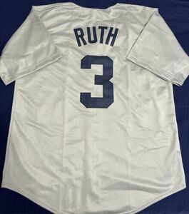 Babe Ruth Custom Grey New York Yankees Jersey Mens Size Large 海外 即決