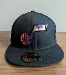 Utah Jazz New Era 59FIFTY Fitted Hat Cap Black/Tie Dye Logo Sz 7 1/2 Rare 海外 即決