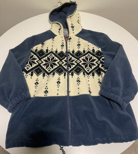 FLEET STREET - Blue Ava white zip up Size large Fleece Jacket 海外 即決