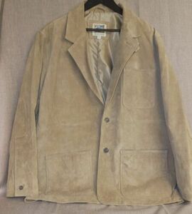 TravelSmith Suede Leather Men M Tan Jacket Lined Button Front Classic EUC 海外 即決