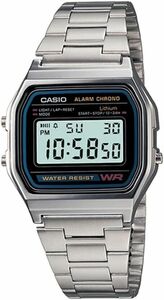 Casio Men's A158WA-1DF Stainless Steel Digital Watch Retro Look 海外 即決