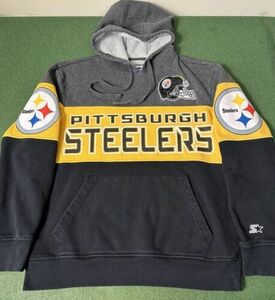 Pittsburgh Steelers Starter NFL Sweatshirt Hoodie Pullover Men's Medium 海外 即決