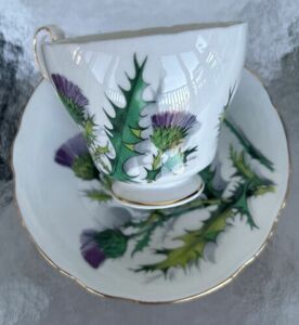 Vintage Paragon England Bone China Thistle Tea Cup & Saucer 海外 即決