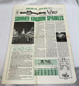 Vintage June 1973 Walt Disney World News Magic Kingdom Newspaper Vol.3 No.6 海外 即決