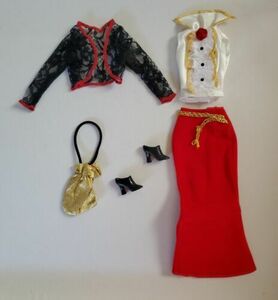 Mattel Barbie Vintage Fashion Avenue Black & Red Skirt Top Outfit 海外 即決