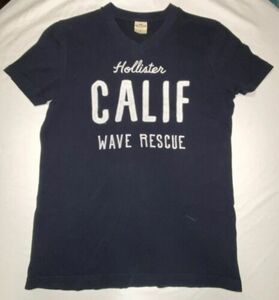 Hollister California Vintage Mens Size SMALL Navy Tee V-neck 海外 即決